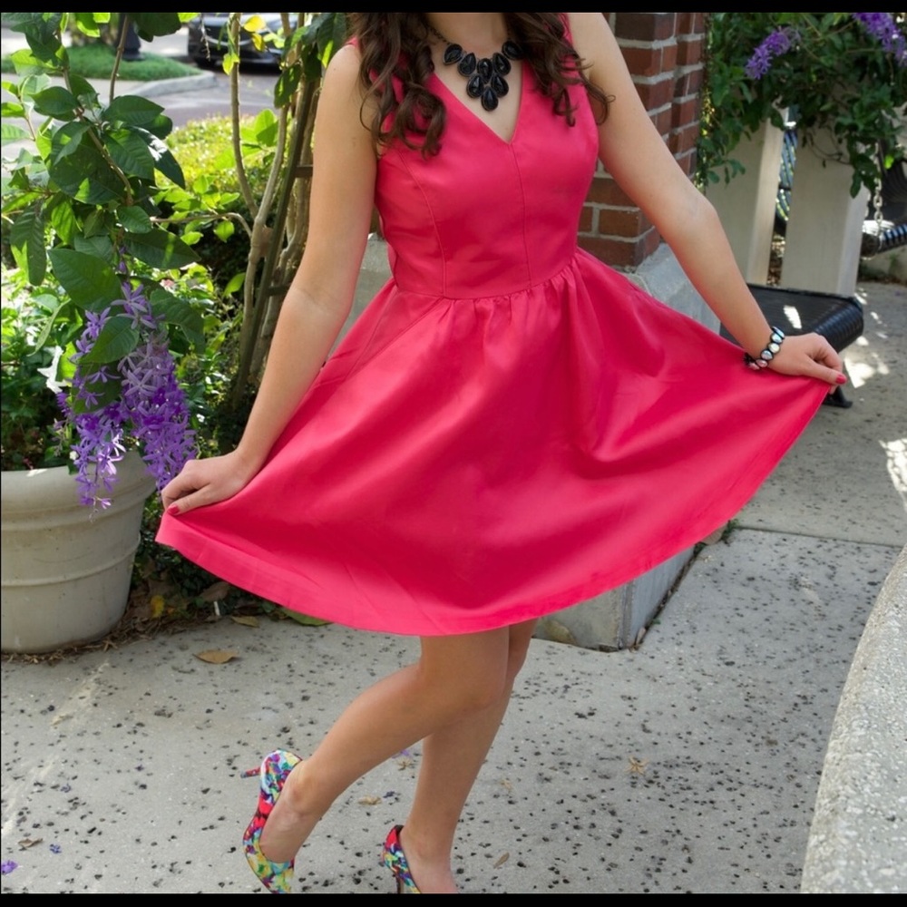 Vineyard Vines Pink Kentucky Derby V-Neck Flare Dress 6
